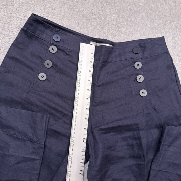 Max Studio 100% Linen Wide Leg Sailor Pants Womens 8 Coastal Beach Button Front - Picture 6 of 10